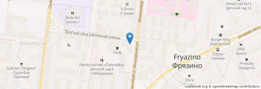 Mapa de ubicacion de Газпромбанк en Rusia, Distrito Federal Central, Óblast De Moscú, Городской Округ Щёлково, Городской Округ Фрязино.