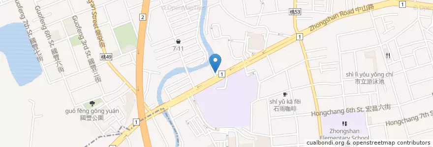 Mapa de ubicacion de 三媽臭臭鍋 en Taiwan, Taoyuan, Taoyuan.
