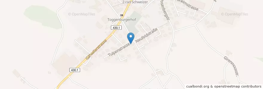 Mapa de ubicacion de Praxis Tulpenstrasse en Schweiz, Sankt Gallen, Wahlkreis Toggenburg, Kirchberg (Sg).