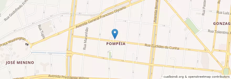 Mapa de ubicacion de Igreja da Pompéia en 巴西, 东南部, 圣保罗, Região Geográfica Intermediária De São Paulo, Região Imediata De Santos, Região Metropolitana Da Baixada Santista, Santos.