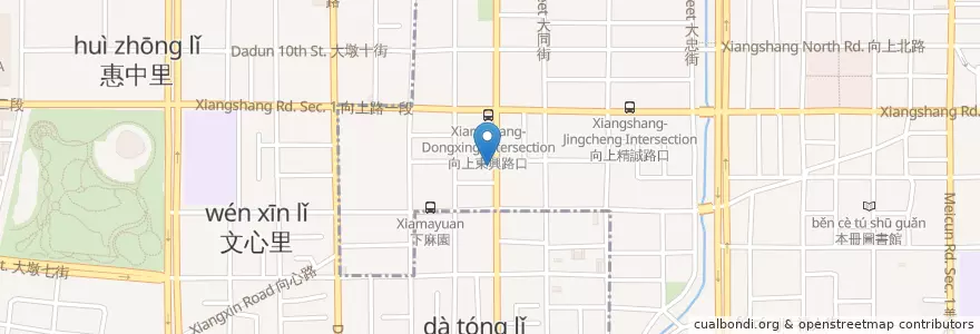 Mapa de ubicacion de 東興清粥小菜 en 台湾, 台中市, 南屯区.