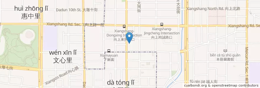 Mapa de ubicacion de 自在森林 en تايوان, تاي شانغ, 南屯區.