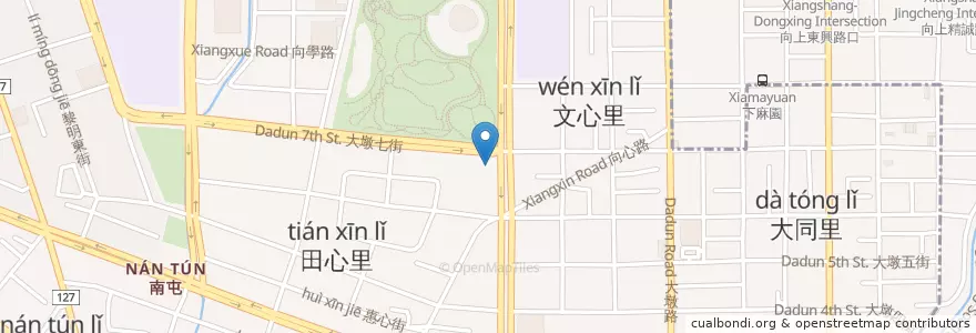 Mapa de ubicacion de 貓頭鷹吐司早午餐 en 臺灣, 臺中市, 南屯區.