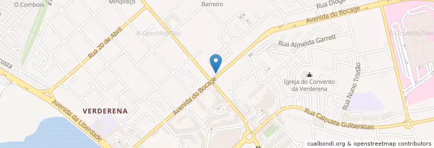 Mapa de ubicacion de OVNI en 포르투갈, Área Metropolitana De Lisboa, Setúbal, Península De Setúbal, Barreiro, Alto Do Seixalinho, Santo André E Verderena.