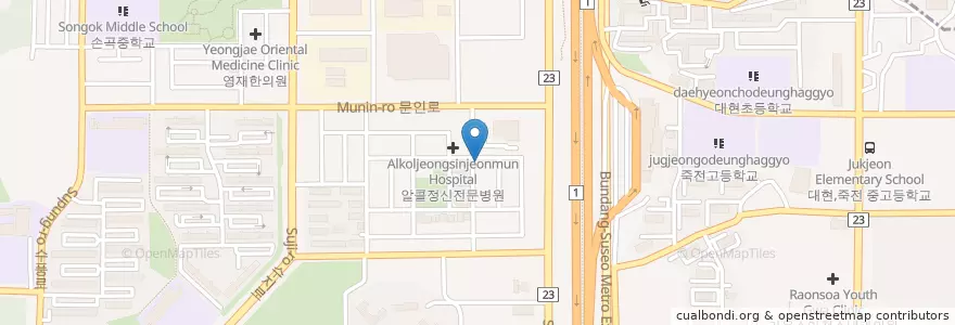 Mapa de ubicacion de 가야쌈보리 en کره جنوبی, گیونگی-دو, 용인시, 수지구.