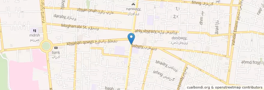 Mapa de ubicacion de فلافل مامان جون en إیران, طهران, مقاطعة طهران, طهران, بخش مرکزی شهرستان تهران.