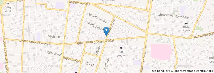 Mapa de ubicacion de علی کبابی en Irão, Teerã, شهرستان تهران, Teerã, بخش مرکزی شهرستان تهران.