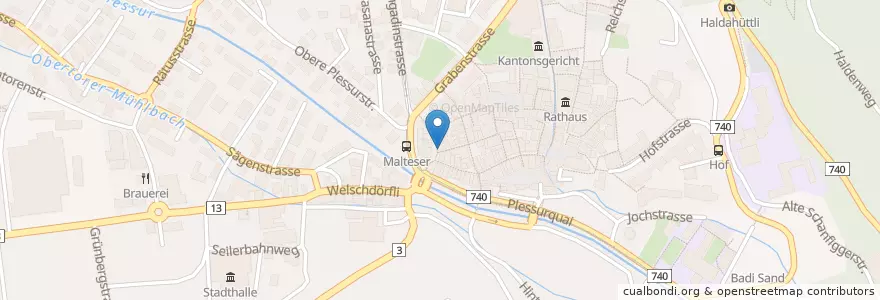 Mapa de ubicacion de Franziskaner Hotel am Ochsenplatz en Switzerland, Graubünden/Grigioni/Grischun, Plessur, Chur.