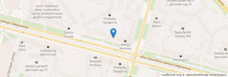 Mapa de ubicacion de Зоосалон en Russland, Föderationskreis Nordwest, Oblast Leningrad, Sankt Petersburg, Приморский Район, Округ № 65.