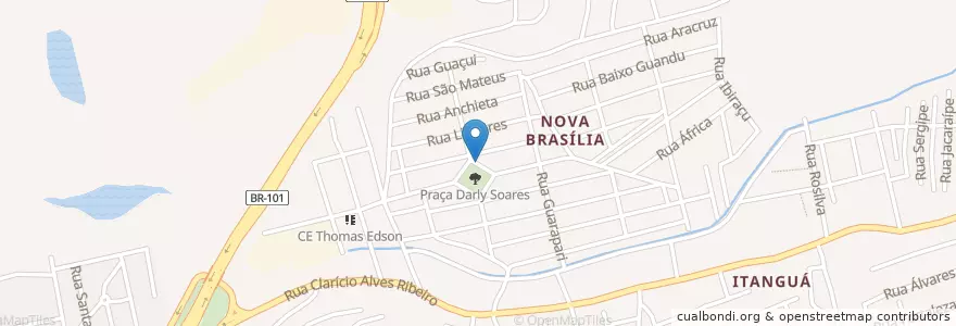 Mapa de ubicacion de Igreja Presbeteriana de Nova Brasília en Brasilien, Südosten, Espírito Santo, Região Geográfica Intermediária De Vitória, Região Metropolitana Da Grande Vitória, Microrregião Vitória, Cariacica.
