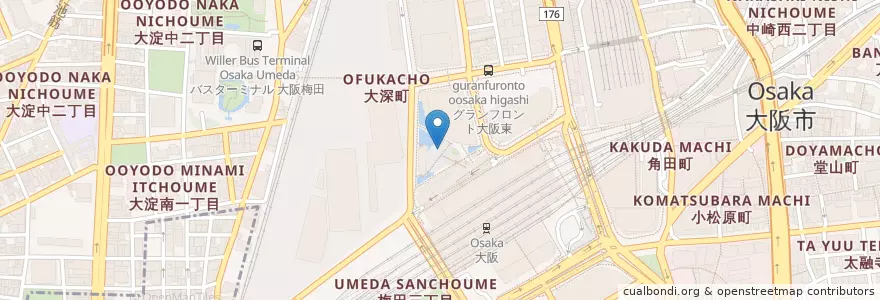 Mapa de ubicacion de うめきたセラー en 日本, 大阪府, 大阪市, 北区.
