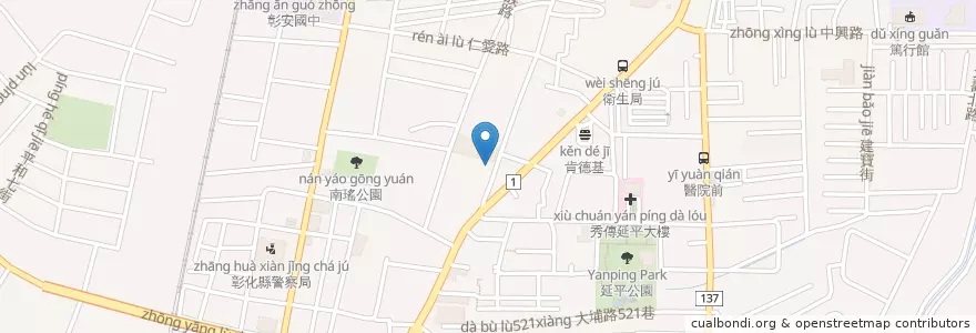 Mapa de ubicacion de 南瑤宮 en Taiwan, 臺灣省, Condado De Changhua, 彰化市.