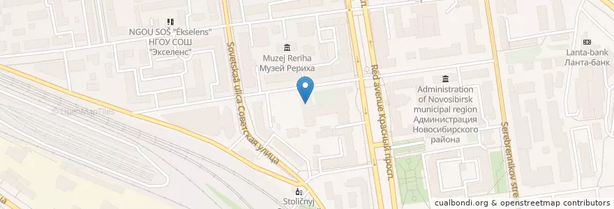 Mapa de ubicacion de Новосибирский классический театр en Russland, Föderationskreis Sibirien, Oblast Nowosibirsk, Городской Округ Новосибирск.