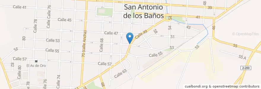 Mapa de ubicacion de Cafetería-Pizzeria "Las 5 esquinas" en Küba, Artemisa, San Antonio De Los Baños, Ciudad De San Antonio De Los Baños.