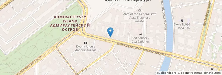 Mapa de ubicacion de Лавка художника en Russie, District Fédéral Du Nord-Ouest, Oblast De Léningrad, Saint-Pétersbourg, Центральный Район, Дворцовый Округ.