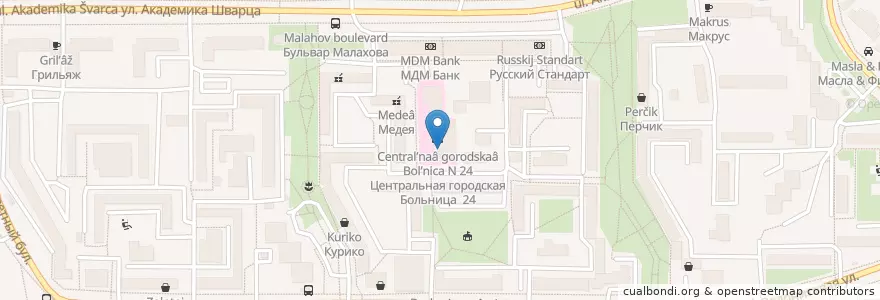 Mapa de ubicacion de Детская больница номер 8, номер 2 en Russie, District Fédéral De L'Oural, Oblast De Sverdlovsk, Городской Округ Екатеринбург.