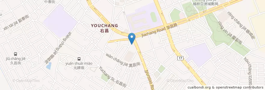 Mapa de ubicacion de 臺灣基督長老教會右昌教會 en 타이완, 가오슝시, 난쯔구.