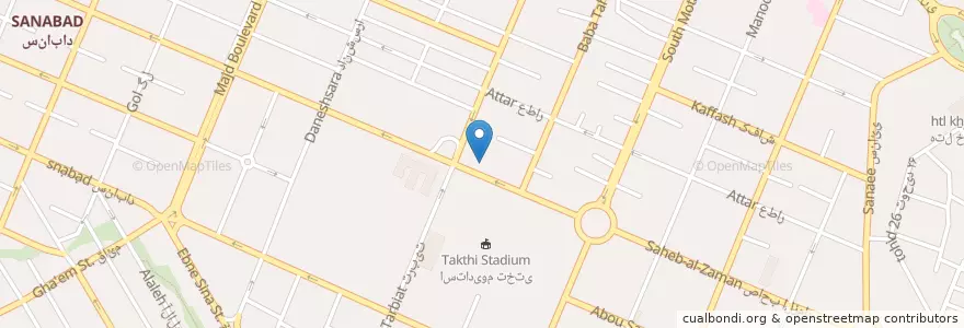 Mapa de ubicacion de فست فود آویشن en İran, Razavi Horasan Eyaleti, شهرستان مشهد, مشهد, بخش مرکزی شهرستان مشهد.