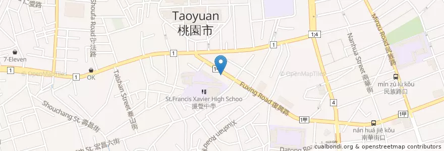 Mapa de ubicacion de 鄉村漢堡 en Taiwan, Taoyuan, Taoyuan District.