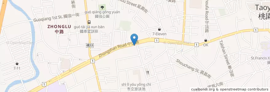 Mapa de ubicacion de 錢都涮涮鍋 en Taiwan, Taoyuan, Taoyuan.
