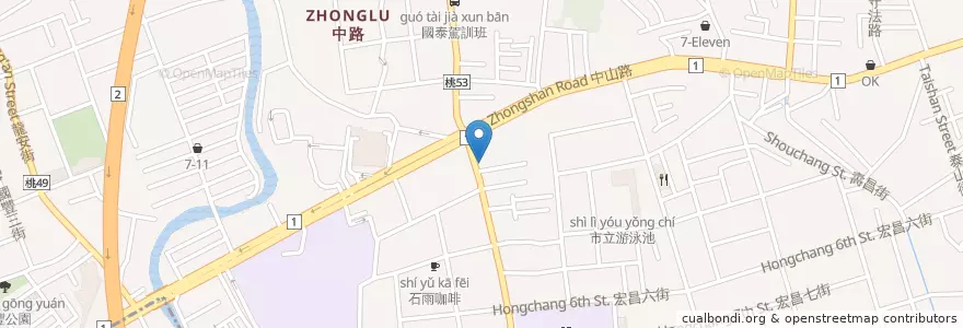 Mapa de ubicacion de 85度C en تایوان, 桃園市, 桃園區.