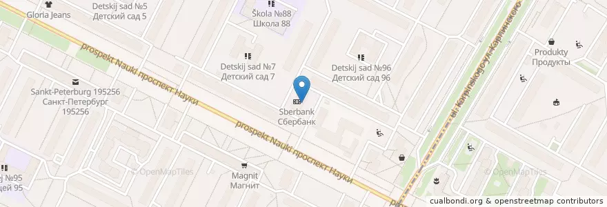Mapa de ubicacion de Шаверма en Rusland, Северо-Западный Федеральный Округ, Oblast Leningrad, Sint-Petersburg, Калининский Район, Округ Пискарёвка, Округ Гражданка.