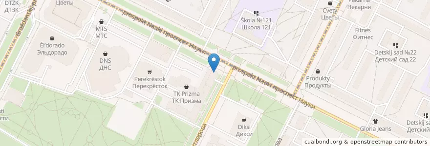 Mapa de ubicacion de 33 зуб en ロシア, 北西連邦管区, レニングラード州, サンクト ペテルブルク, Калининский Район, Округ Гражданка.