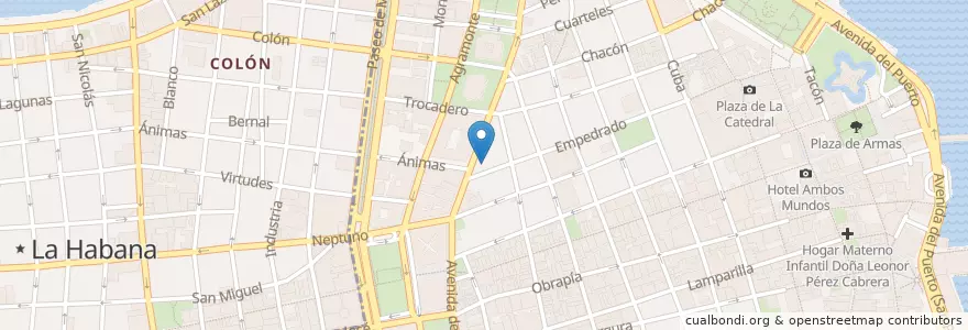 Mapa de ubicacion de Elizalde bar restaurant en キューバ, La Habana, La Habana Vieja.