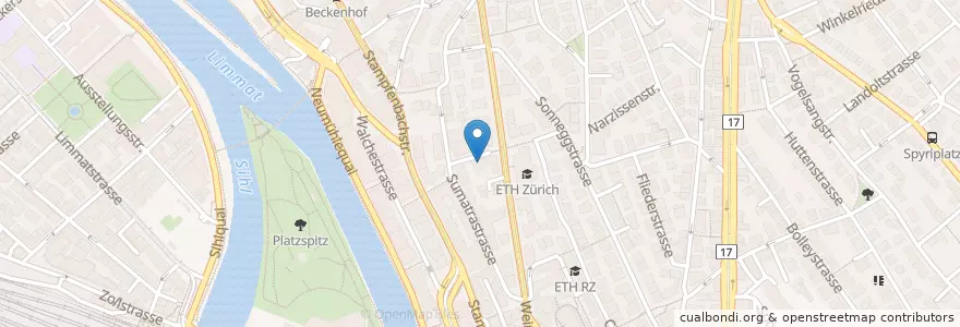 Mapa de ubicacion de kihz Sumatra en Schweiz/Suisse/Svizzera/Svizra, Zürich, Bezirk Zürich, Zürich.