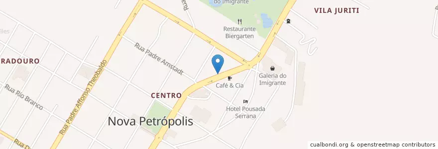Mapa de ubicacion de Café Tulipa's RestoBar en ブラジル, 南部地域, リオグランデ・ド・スル, Região Geográfica Imediata De Caxias Do Sul, Região Geográfica Intermediária De Caxias Do Sul, Nova Petrópolis.