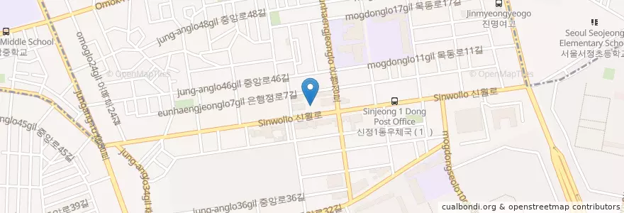 Mapa de ubicacion de 스타벅스 신정DT점 en Corea Del Sur, Seúl, 양천구, 신정4동.