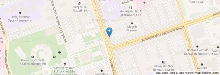 Mapa de ubicacion de Орск 462419 en Rússia, Приволжский Федеральный Округ, Оренбургская Область, Городской Округ Орск.