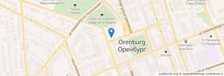 Mapa de ubicacion de Оренбург 460046 en Россия, Приволжский Федеральный Округ, Оренбургская Область, Городской Округ Оренбург.