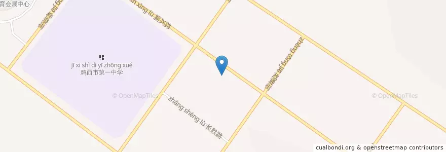 Mapa de ubicacion de 汉士奇 en 中国, 黒竜江省, 鶏西市, 鸡冠区, 西山街道.