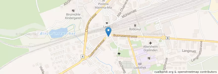 Mapa de ubicacion de Pizzeria Club-Noi en Schweiz/Suisse/Svizzera/Svizra, Zug, Risch-Rotkreuz.