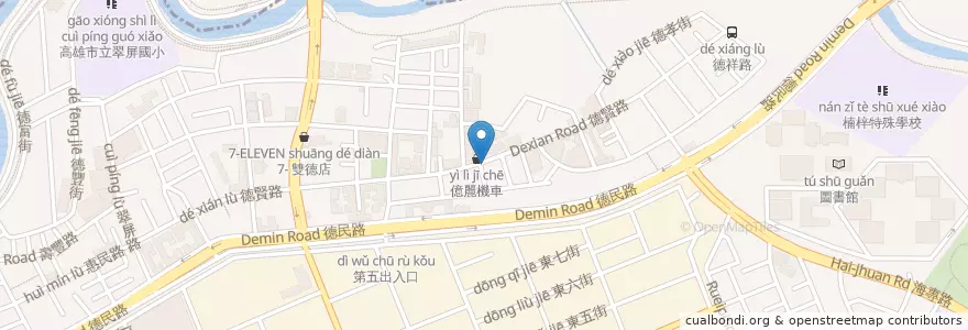 Mapa de ubicacion de 俠嗑炸物 en Taiwán, Kaohsiung, 楠梓區.