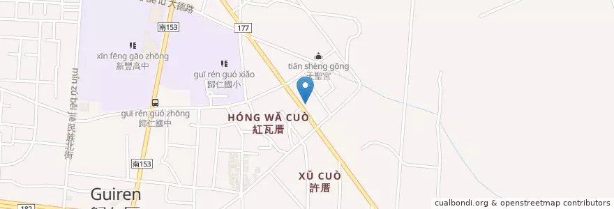 Mapa de ubicacion de 歸仁派出所 en 臺灣, 臺南市, 歸仁區.
