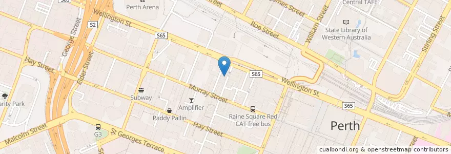 Mapa de ubicacion de Whiskey bar en オーストラリア, 西オーストラリア, City Of Perth.