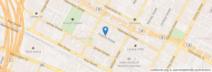 Mapa de ubicacion de Dragon palace en Australië, West-Australië, City Of Perth.