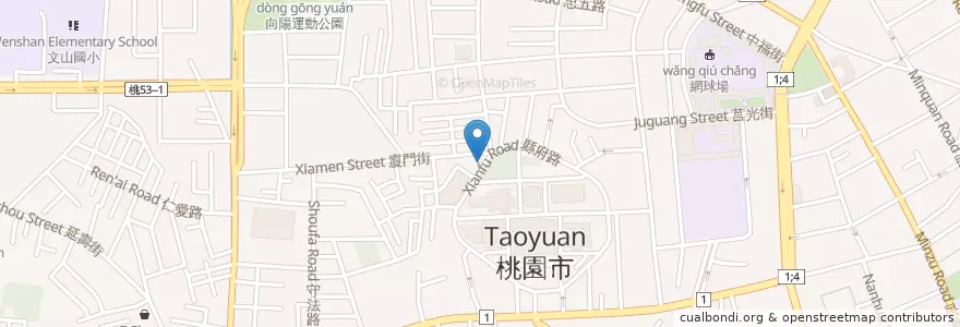Mapa de ubicacion de 蜀川担担麵/牛肉麵 en 臺灣, 桃園市, 桃園區.