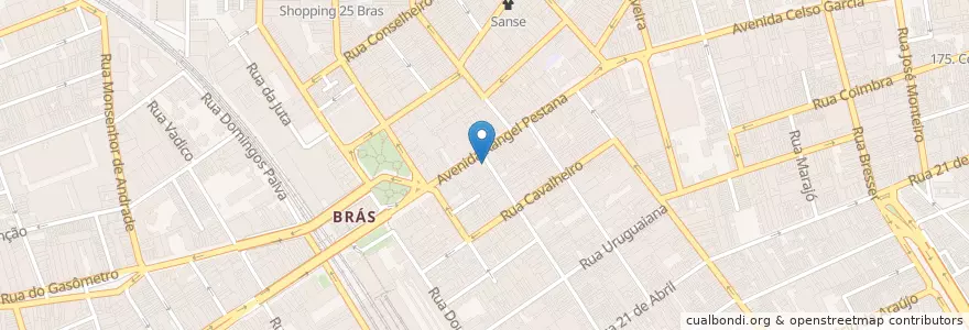 Mapa de ubicacion de Ponto de Táxi Gomes Cardim en 브라질, 남동지방, 상파울루, Região Geográfica Intermediária De São Paulo, Região Metropolitana De São Paulo, Região Imediata De São Paulo, 상파울루.