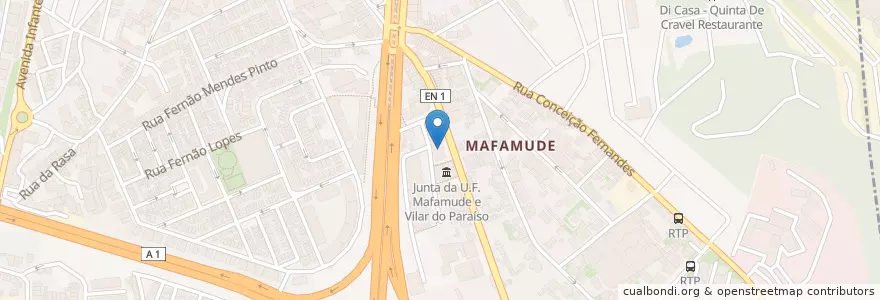 Mapa de ubicacion de Farmácia Teixeira Lopes en 포르투갈, 노르트 지방, Área Metropolitana Do Porto, 포르투, Vila Nova De Gaia, Mafamude E Vilar Do Paraíso.