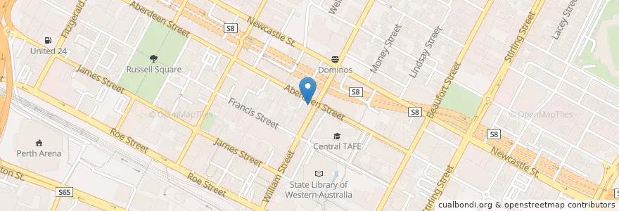 Mapa de ubicacion de La cholita en Australia, Western Australia, City Of Perth.