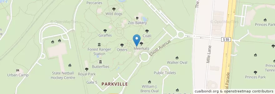 Mapa de ubicacion de Meercat Manor Cafe en Австралия, Виктория, City Of Melbourne.