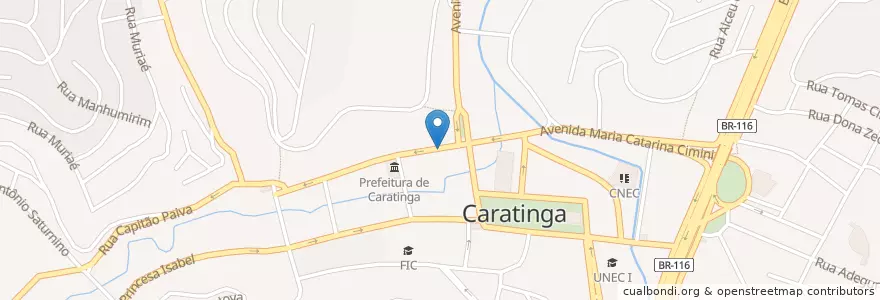 Mapa de ubicacion de Centralfarma en البَرَازِيل, المنطقة الجنوبية الشرقية, ميناس جيرايس, Microrregião Caratinga, Região Geográfica Intermediária De Ipatinga, Caratinga.