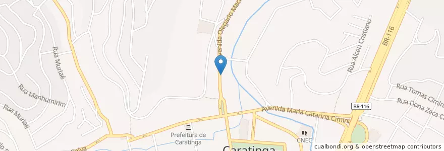 Mapa de ubicacion de Drogarias Pacheco en البَرَازِيل, المنطقة الجنوبية الشرقية, ميناس جيرايس, Microrregião Caratinga, Região Geográfica Intermediária De Ipatinga, Caratinga.