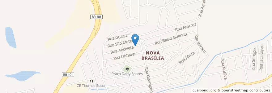 Mapa de ubicacion de Igreja Adventista do Sétimo Dia Nova Brasília en Brasilien, Südosten, Espírito Santo, Região Geográfica Intermediária De Vitória, Região Metropolitana Da Grande Vitória, Microrregião Vitória, Cariacica.