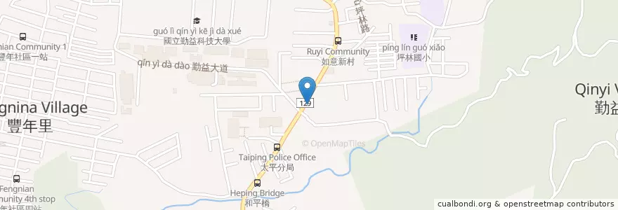 Mapa de ubicacion de 美德廣東粥 鍋燒麵 en Taiwan, Taichung, Distretto Di Taiping.