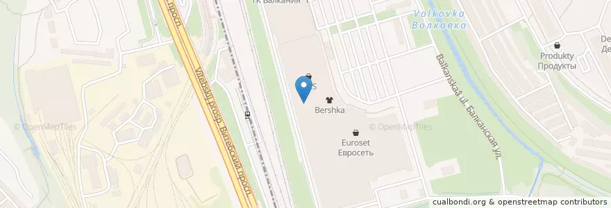 Mapa de ubicacion de Pizza Hut express en Rusland, Северо-Западный Федеральный Округ, Oblast Leningrad, Sint-Petersburg, Фрунзенский Район, Балканский Округ.