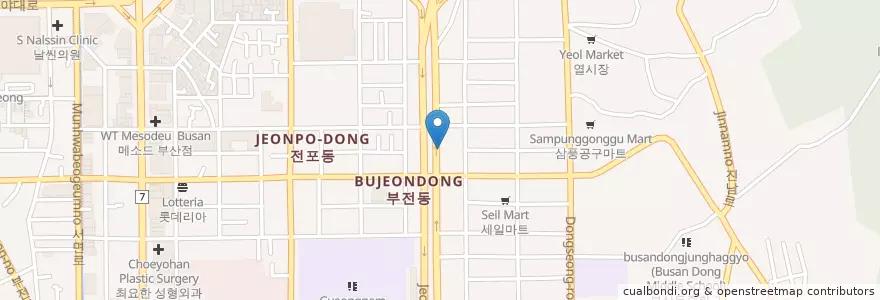 Mapa de ubicacion de 쇼코디저트 en 韩国/南韓, 釜山, 釜山鎮區, 전포동.